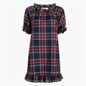 Hill House Plaid Mini Dress in Navy, Red, White